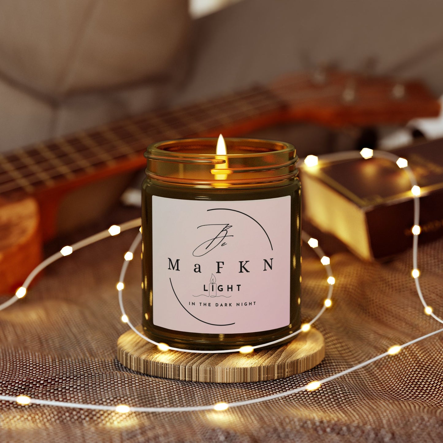 Coconut Apricot Soy Candle (4oz & 9oz) | Be MaFKN Light in the dark night | Light Scented Jar Candle