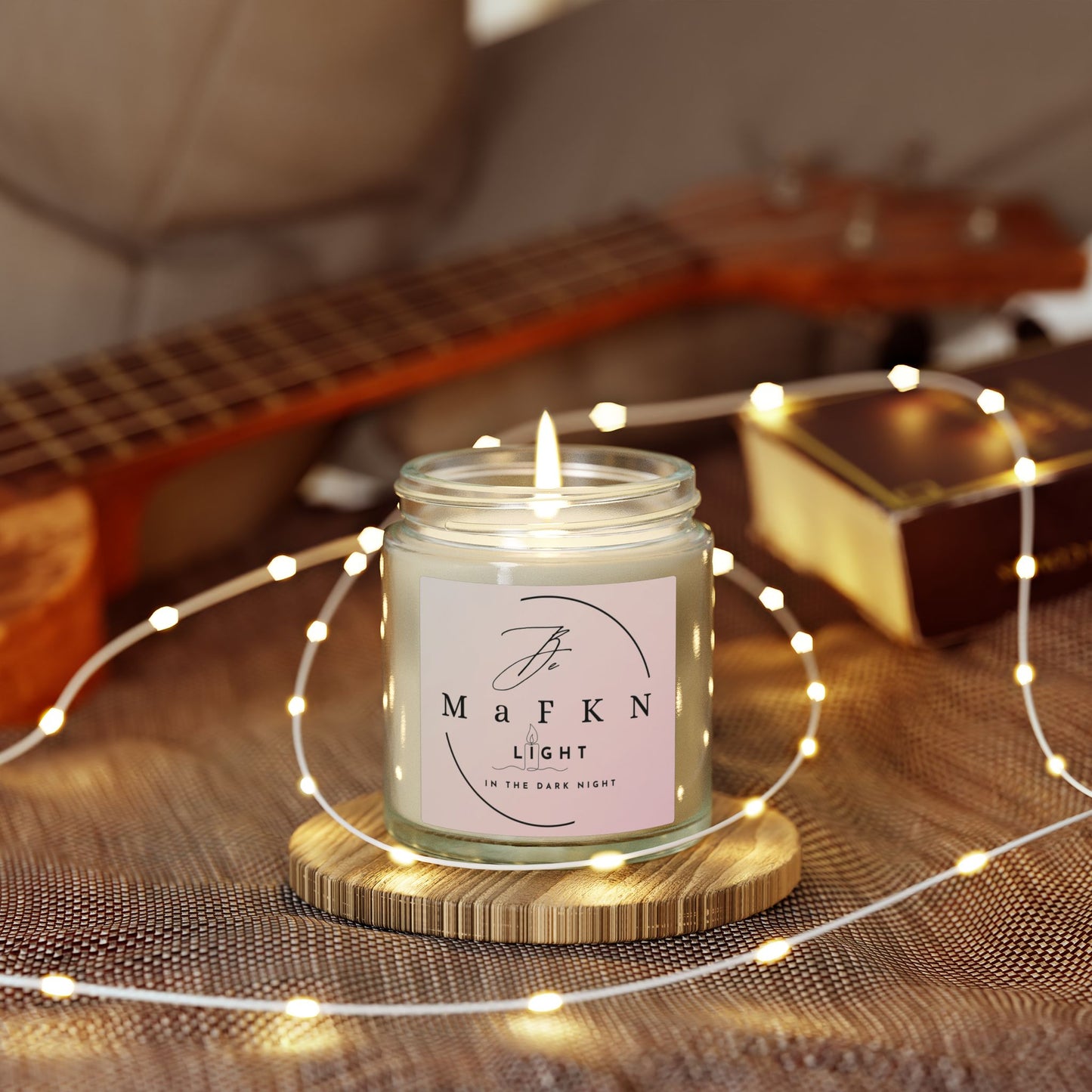 Coconut Apricot Soy Candle (4oz & 9oz) | Be MaFKN Light in the dark night | Light Scented Jar Candle