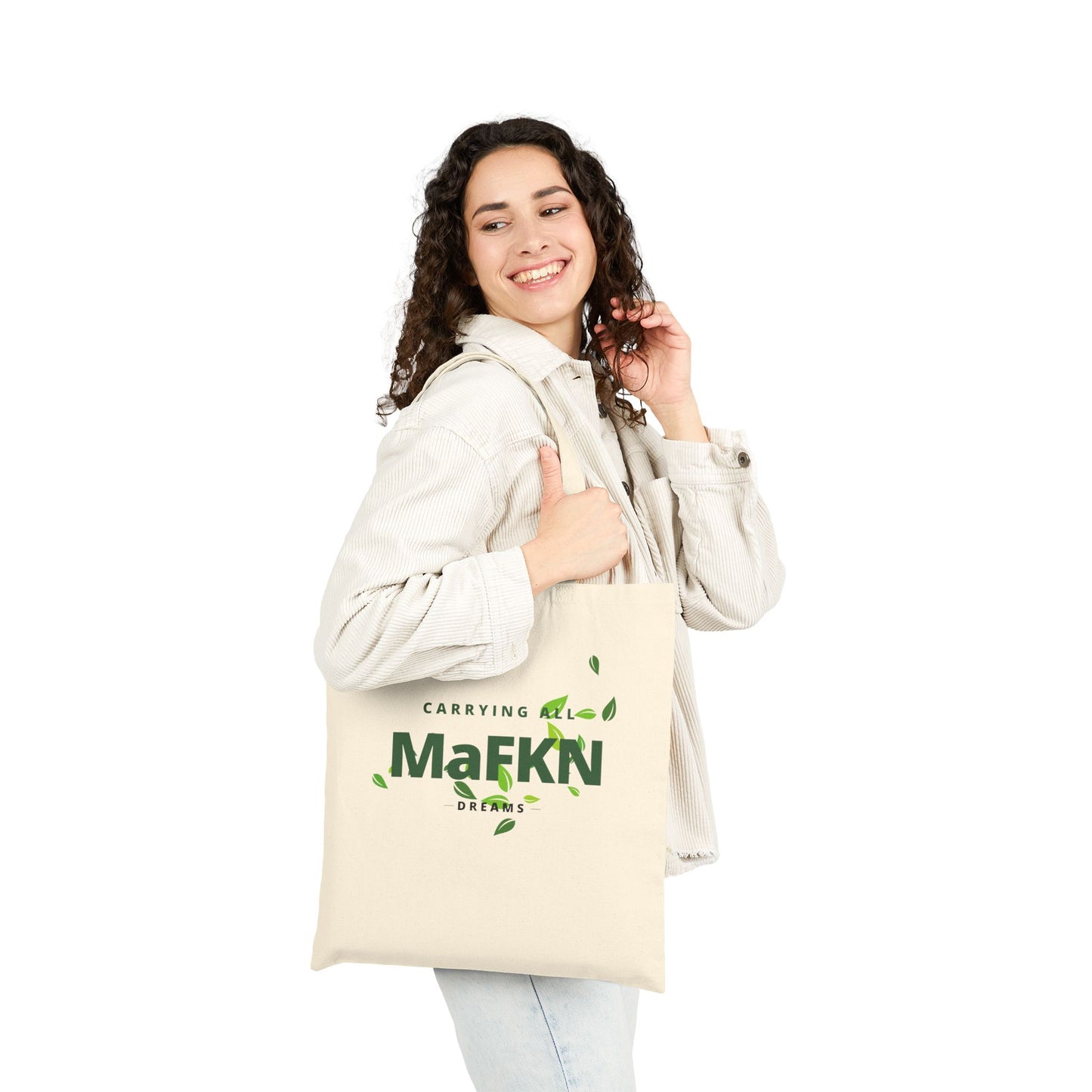 Carrying all MaFKN Dreams Green Leaf Print | Cotton Tote |