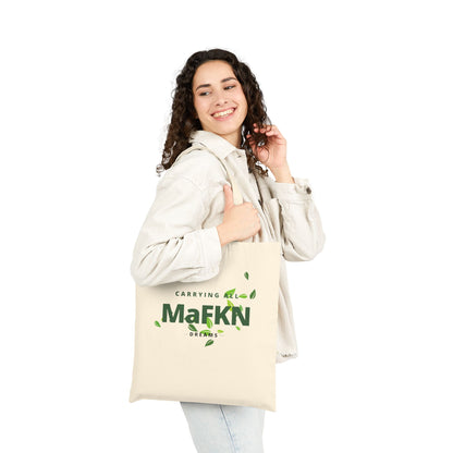 Carrying all MaFKN Dreams Green Leaf Print | Cotton Tote |