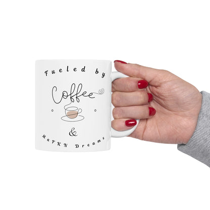 Ceramic Mug  'Fueled by Caffeine & Chaos' Minimal Script Coffee Mug (11oz)