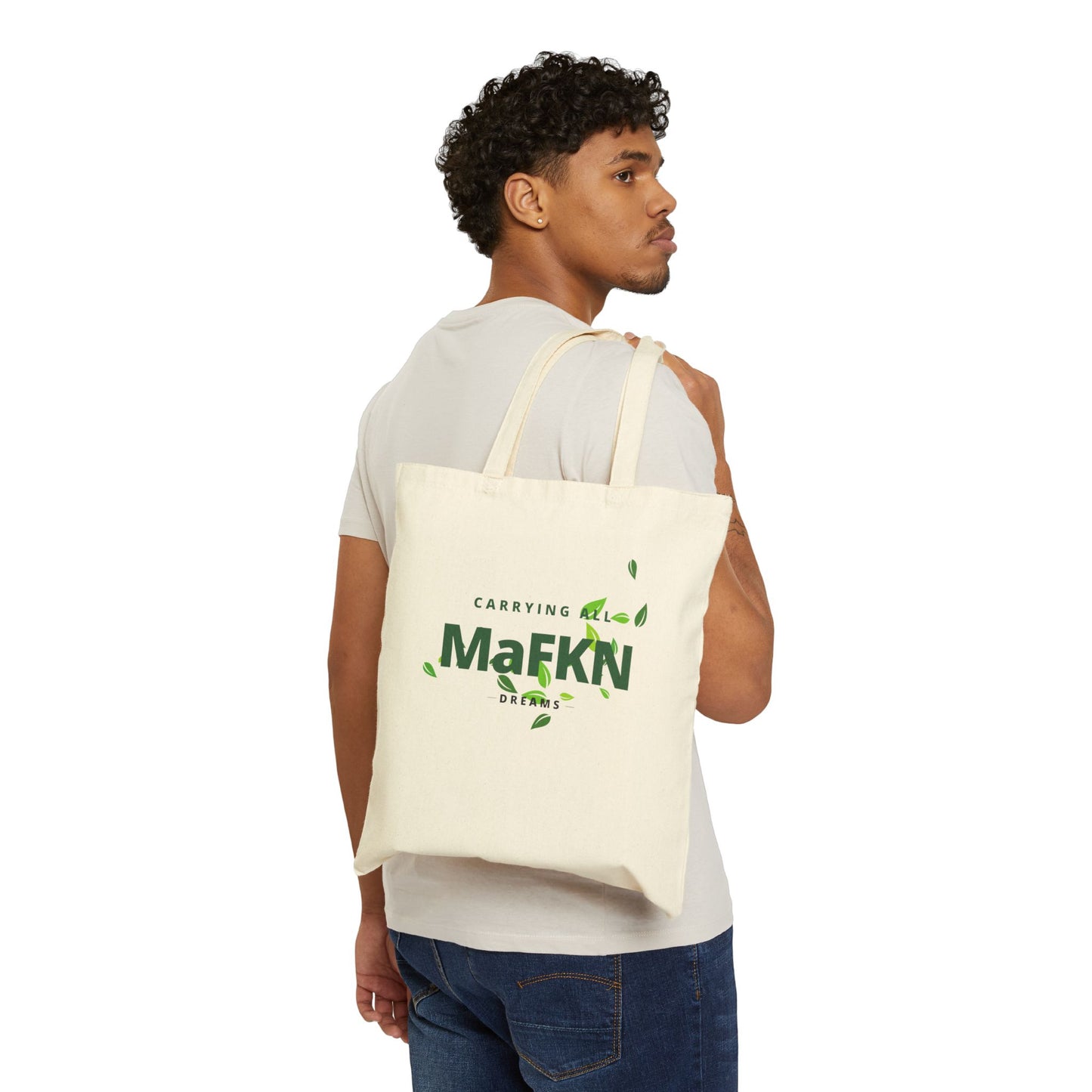 Carrying all MaFKN Dreams Green Leaf Print | Cotton Tote |