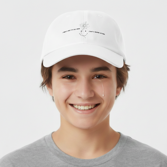 Smiley Embroidered Cap | I smile like it's all good...That's MaFKN acting | Aesthetic Hat |